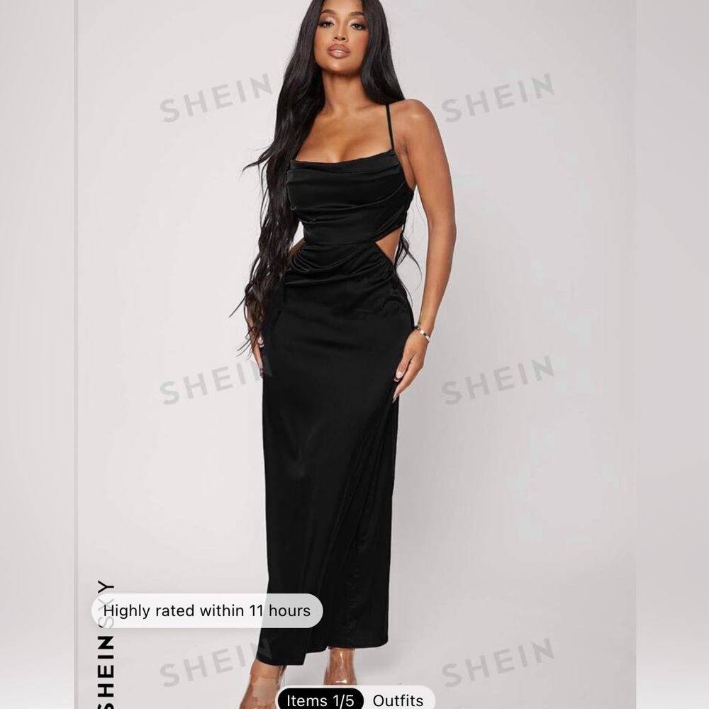 Going out satin black dress